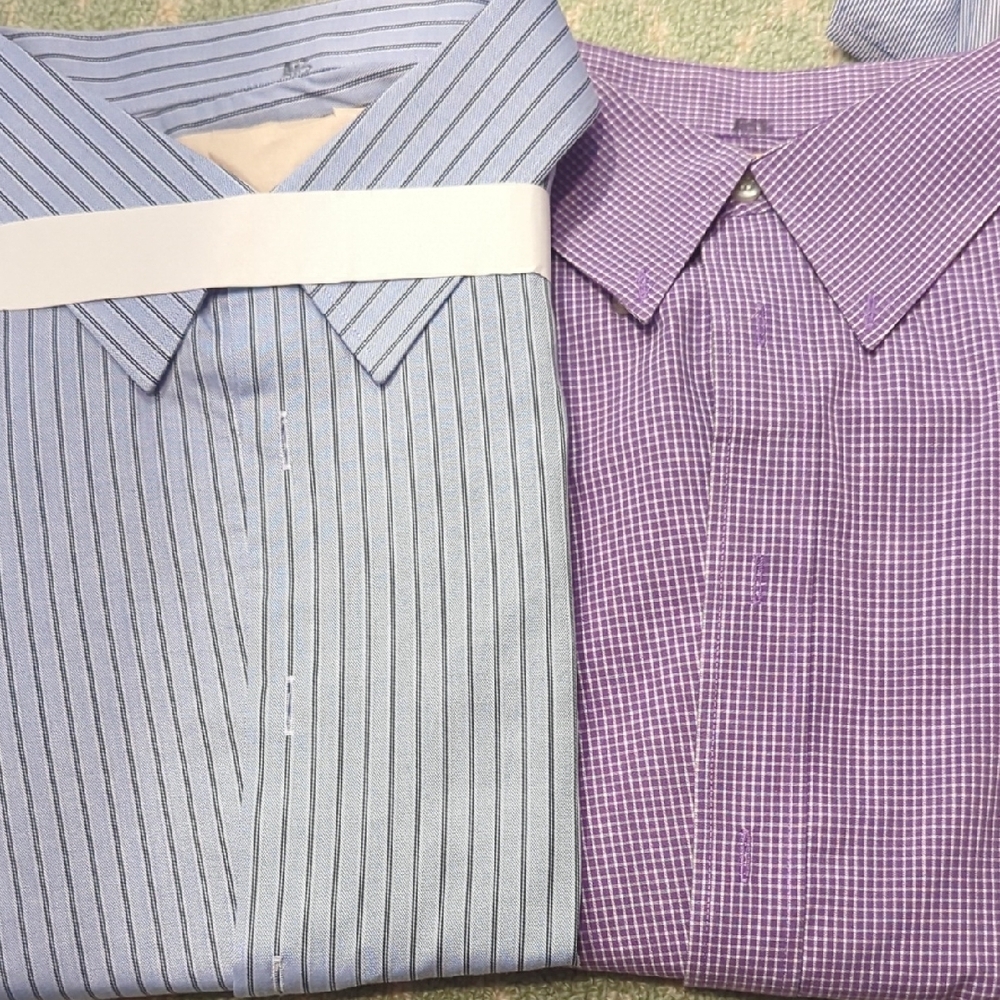 Men's Blue and Purple Striped Shirt